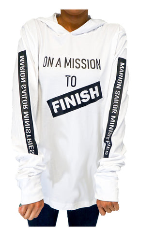 Unisex White "FINISH" Long Sleeve Shirt