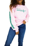 100% Favor Long Sleeve Tshirt Pink and Green