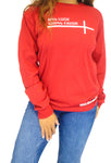 100% Favor Long Sleeve T-Shirt Red and White